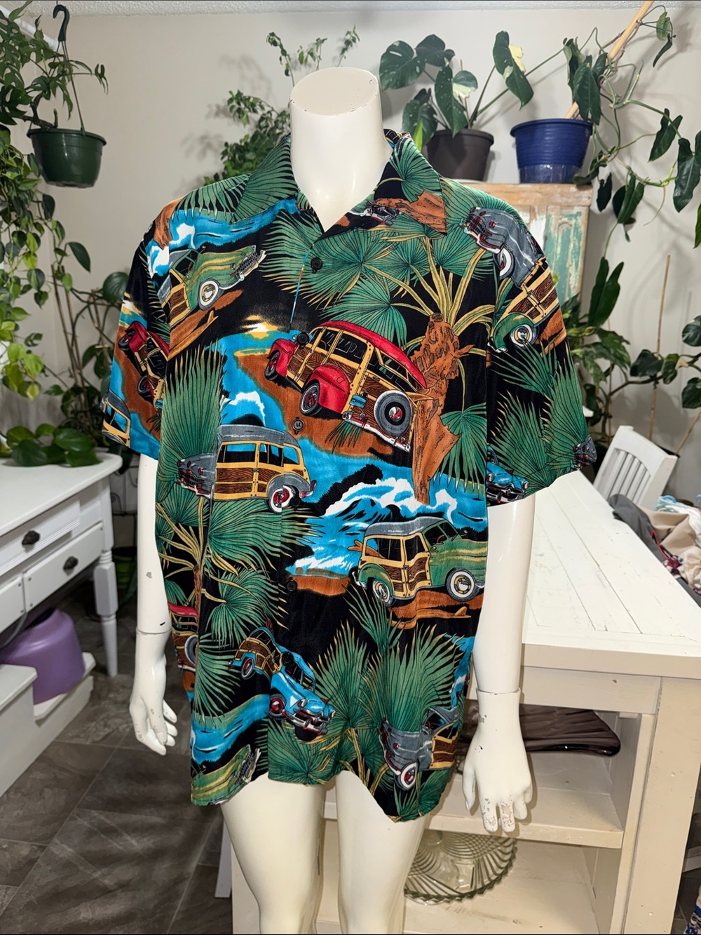1980s Big Brother Men's Tropical Hawaiian Button-Up Shirt - Black Multi medium